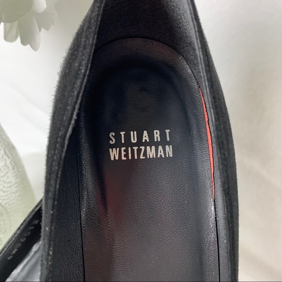 Stuart Weitzman Black Suede Heels w/Buckle Sz 8.5 - Picture 10 of 13